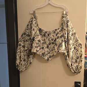 Chic Black Floral Women's Blouse